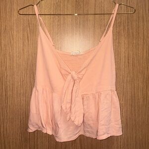 La Hearts Coral Tie-Front Top